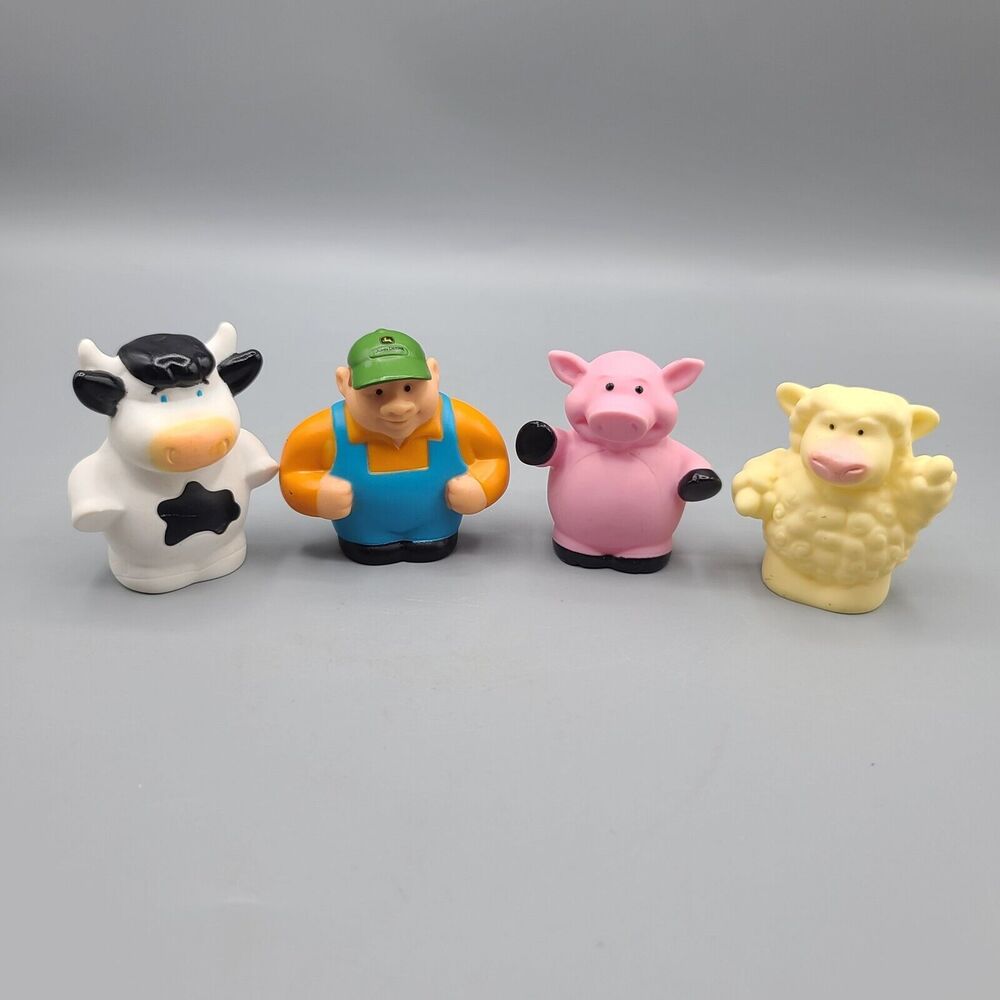 Ertl Tomy John Deere Farmer And Animals Replacement Figures Lot of 4